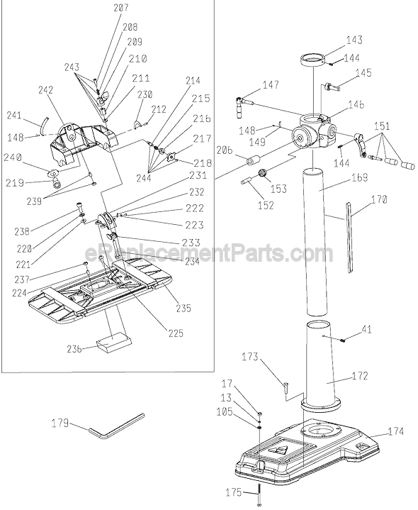Page C Diagram and Parts List for 20-950  Delta Drill Press