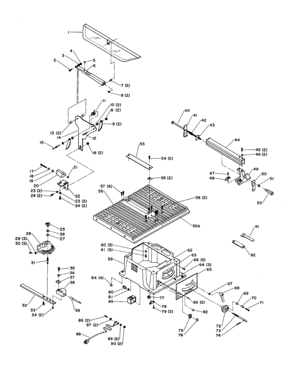 Delta Cs4q Diagram and Parts List for CS4Q  Delta Saw