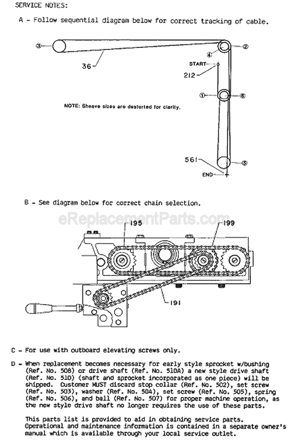 Page E Diagram and Parts List for 22-460 Type 1 Delta Planer Jointer
