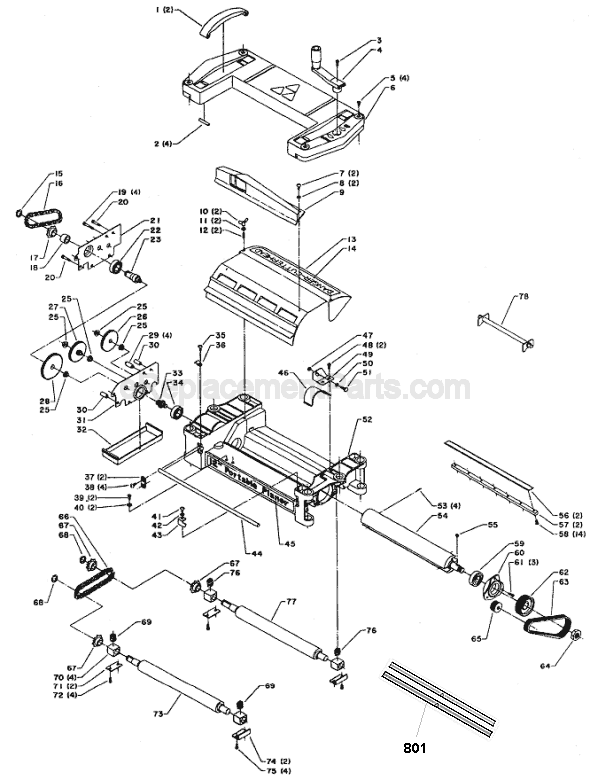 Page A Diagram and Parts List for 22-540 Type 1 Delta Planer Jointer