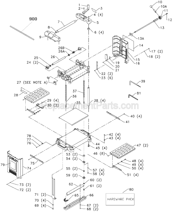 Page A Diagram and Parts List for 22-560 Type 2 Delta Planer Jointer