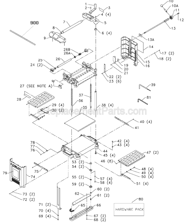 Page A Diagram and Parts List for 22-565 Type 1 Delta Planer Jointer