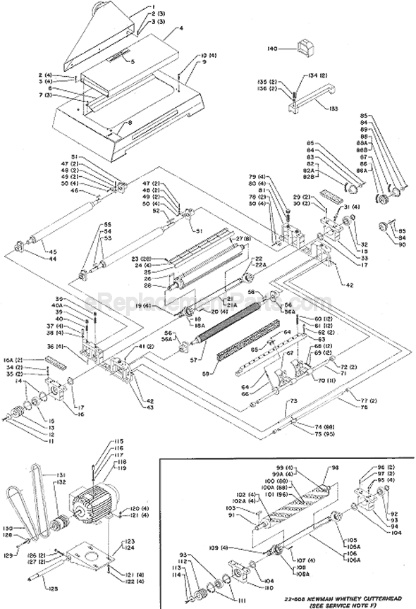 Page A Diagram and Parts List for 22-610 Type 1 Delta Planer Jointer