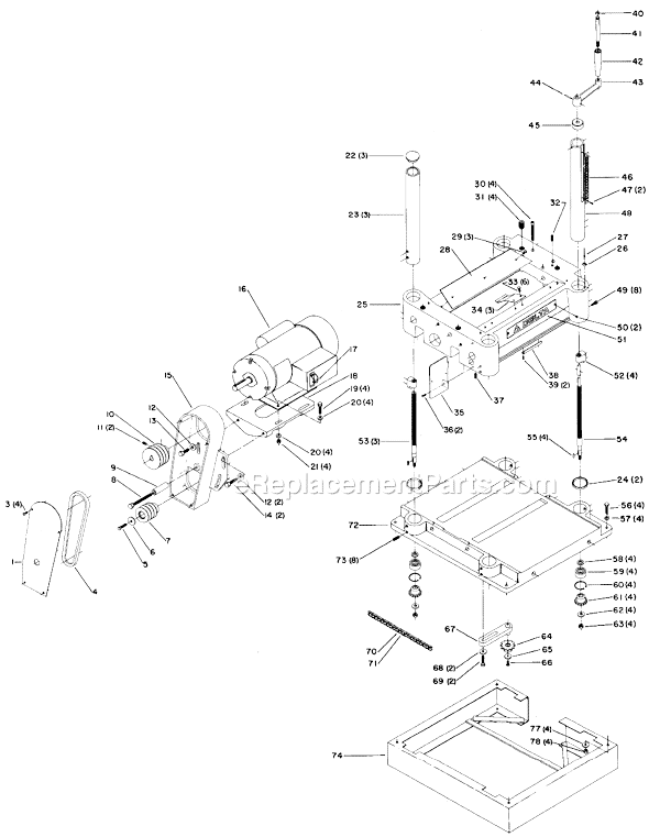 Page A Diagram and Parts List for 22-650 Type 2 Delta Planer Jointer