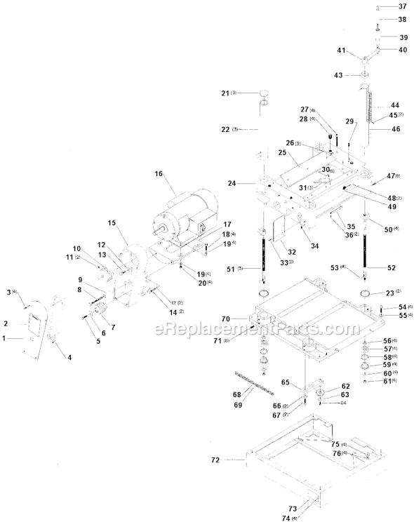 Page A Diagram and Parts List for 22-655 Type 1 Delta Planer Jointer