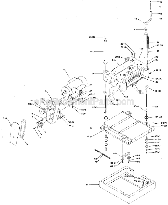 Page A Diagram and Parts List for 22-655 Type 2 Delta Planer Jointer