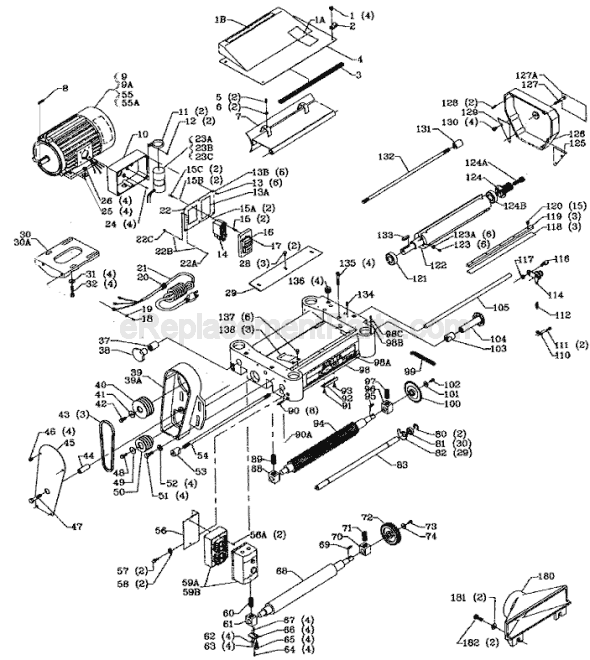 Page A Diagram and Parts List for 22-676 Type 1 Delta Planer Jointer