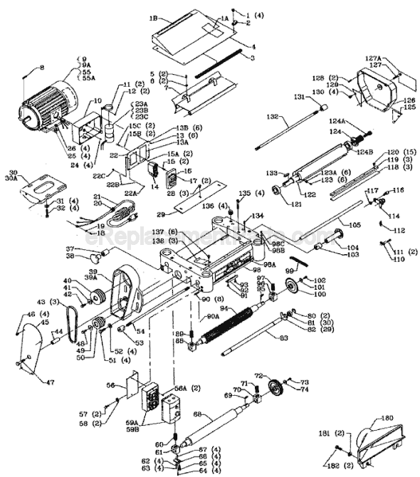 Page A Diagram and Parts List for 22-680 Type 1 Delta Planer Jointer