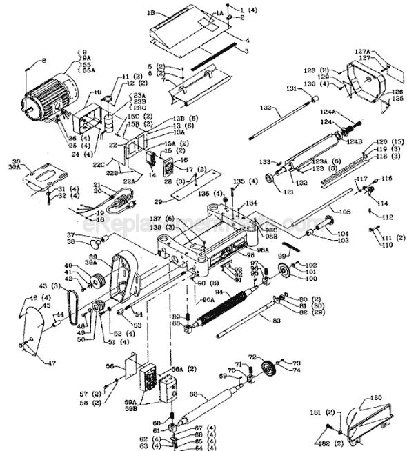 Page A Diagram and Parts List for 22-681 Type 1 Delta Planer Jointer