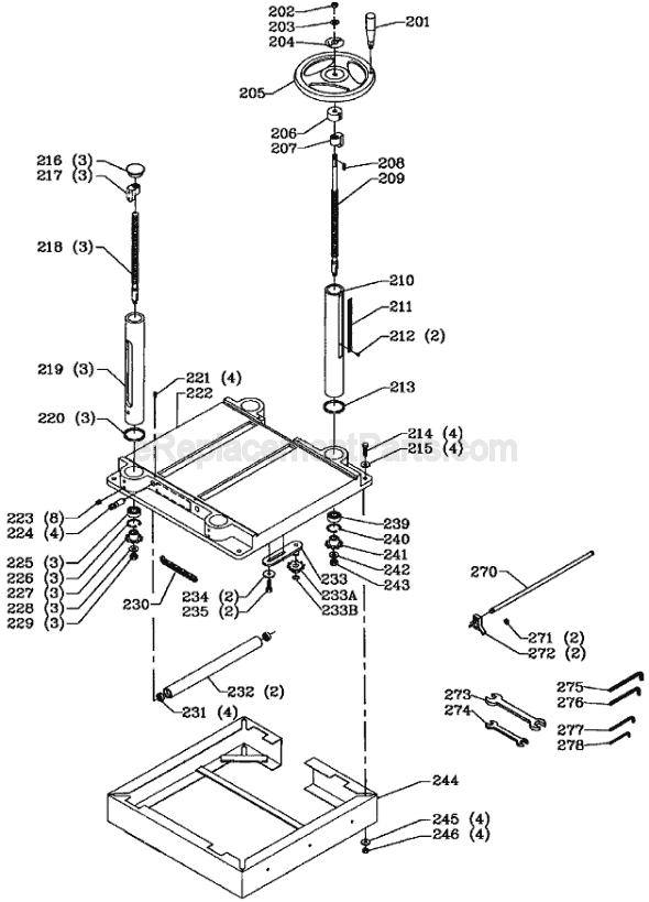 Page B Diagram and Parts List for 22-681 Type 1 Delta Planer Jointer