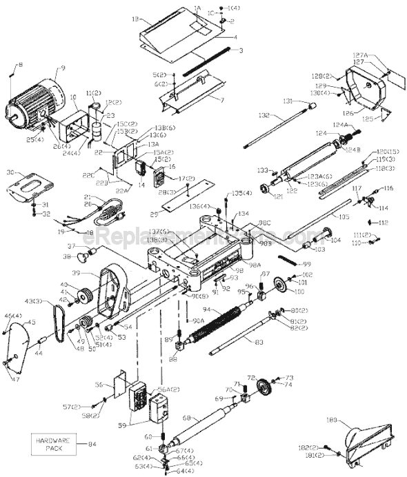 Page A Diagram and Parts List for 22-785X Type 1 Delta Planer Jointer