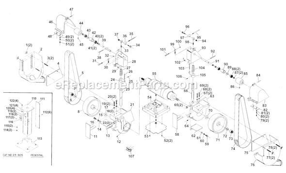Page A Diagram and Parts List for 23-154 Type 1 Delta Belt or Drum Sander