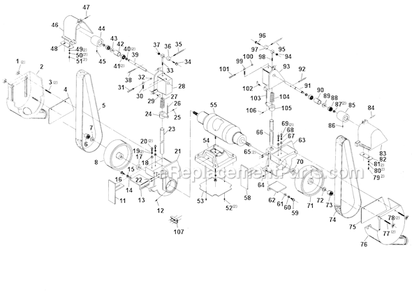 Page A Diagram and Parts List for 23-156 Type 1 Delta Belt or Drum Sander