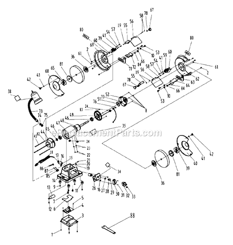 Page A Diagram and Parts List for 23-198 Type 1 Delta Angle Grinder