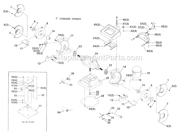 Page A Diagram and Parts List for 23-201 Type 1 Delta Angle Grinder