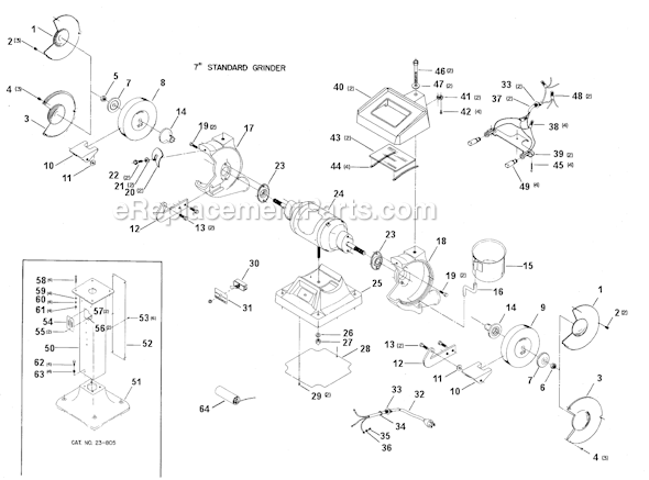 Page A Diagram and Parts List for 23-206 Type 1 Delta Angle Grinder