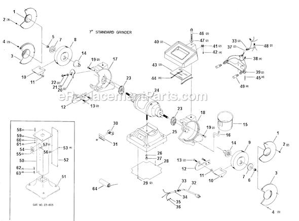 Page A Diagram and Parts List for 23-213 Type 1 Delta Angle Grinder