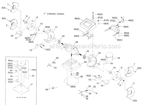 Page A Diagram and Parts List for 23-214 Type 1 Delta Angle Grinder