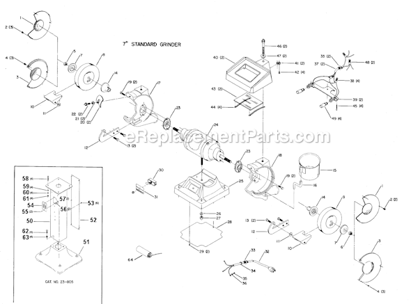 Page A Diagram and Parts List for 23-215 Type 1 Delta Angle Grinder