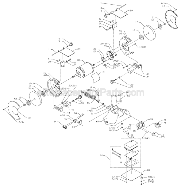 Page A Diagram and Parts List for 23-655 Type 1 Delta Angle Grinder