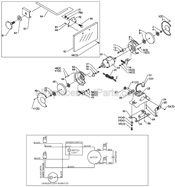 Page A Diagram and Parts List for 23-665 Type 2 Delta Angle Grinder