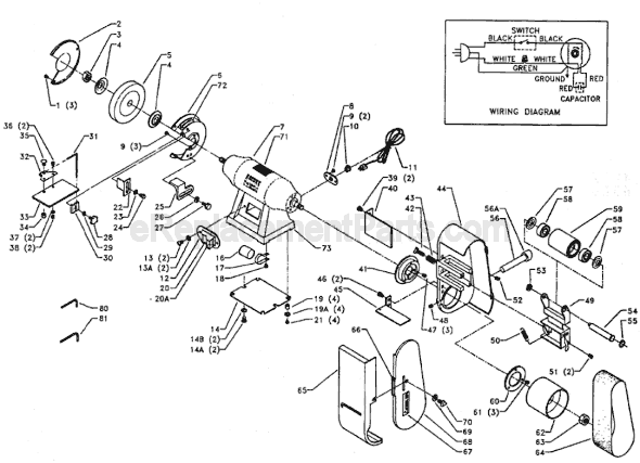 Page A Diagram and Parts List for 23-675 Type 1 Delta Angle Grinder