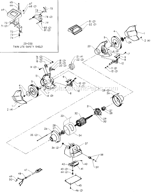 Page A Diagram and Parts List for 23-860 Type 1 Delta Angle Grinder