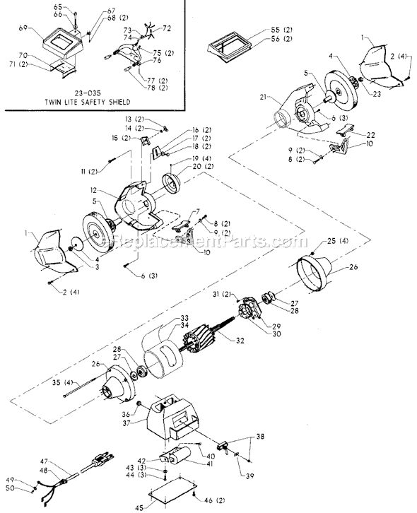Page A Diagram and Parts List for 23-902 Type 1 Delta Angle Grinder