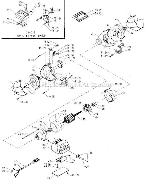 Page A Diagram and Parts List for 23-907 Type 1 Delta Angle Grinder