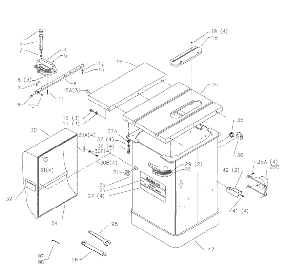 Delta 36-845 Diagram and Parts List for 36-845  Delta Saw