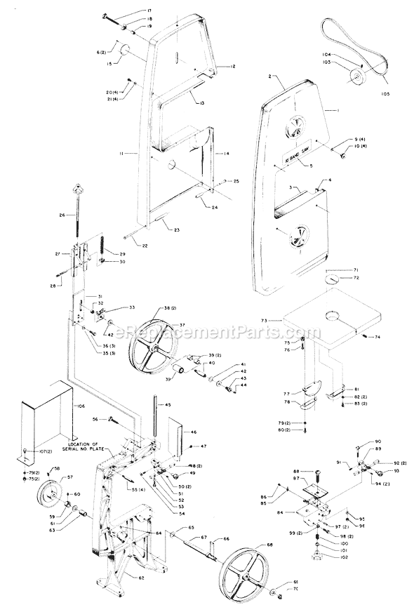 Page A Diagram and Parts List for 28-120 Type 1 Delta Band Saw