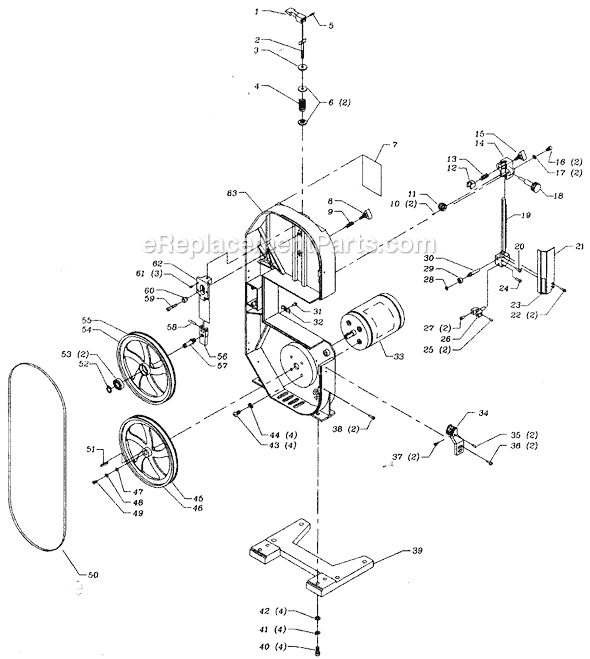 Page A Diagram and Parts List for 28-185 Type 1 Delta Band Saw