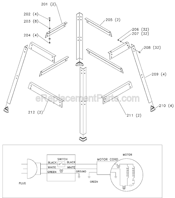 Page C Diagram and Parts List for 28-195 Type 1 Delta Band Saw