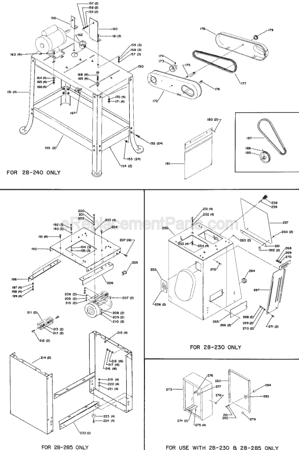 Page B Diagram and Parts List for 28-200 Type 1 Delta Band Saw