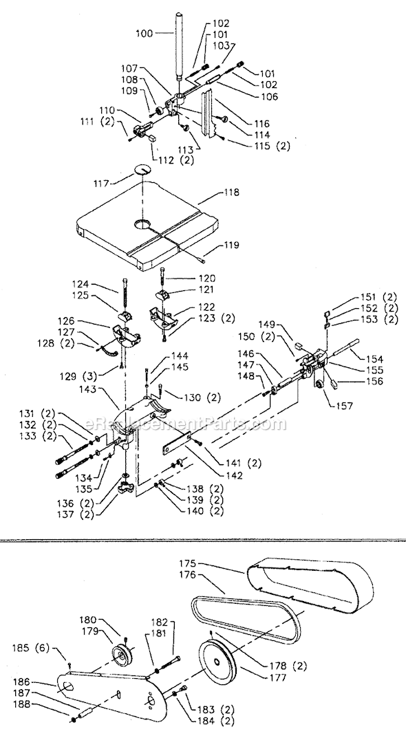 Page B Diagram and Parts List for 28-203 Type 1 Delta Band Saw