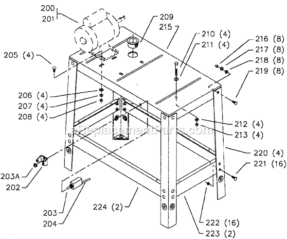 Page C Diagram and Parts List for 28-203 Type 1 Delta Band Saw