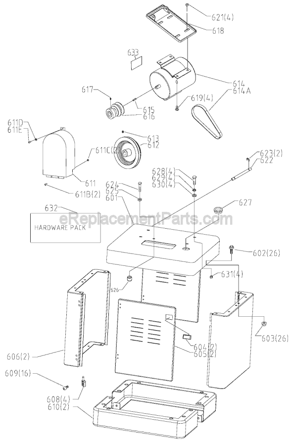 Page C Diagram and Parts List for 28-206 Type 1 Delta Band Saw