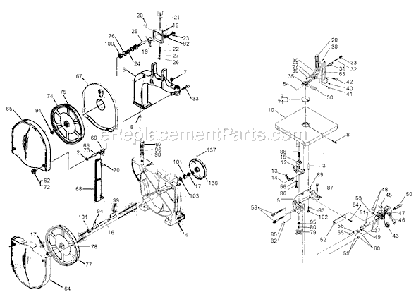 Page A Diagram and Parts List for 28-207 Type 1 Delta Band Saw