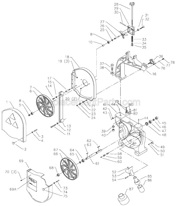 Page A Diagram and Parts List for 28-209 Type 1 Delta Band Saw