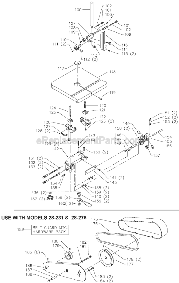Page B Diagram and Parts List for 28-209 Type 1 Delta Band Saw