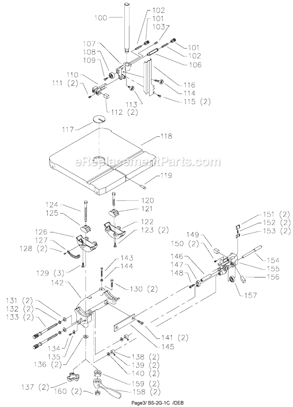 Page B Diagram and Parts List for 28-216 Type 1 Delta Band Saw