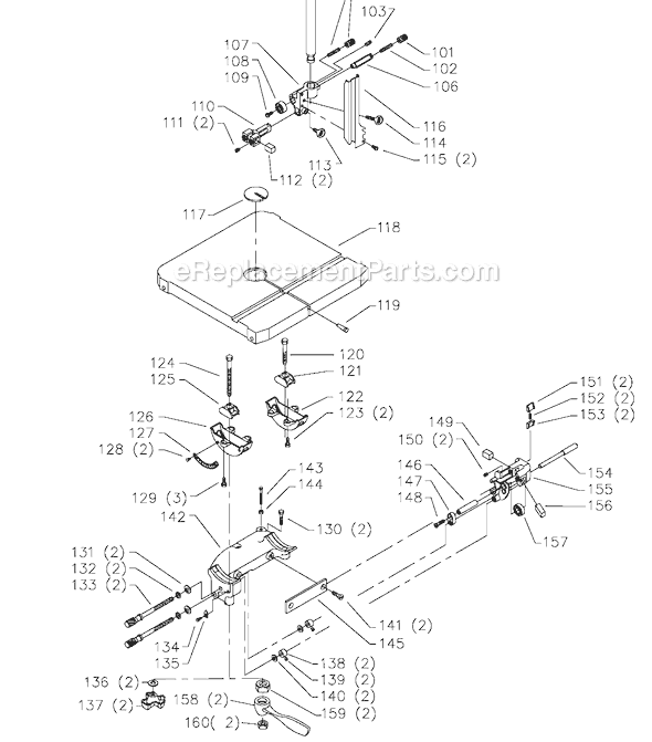 Page B Diagram and Parts List for 28-231 Type 1 Delta Band Saw