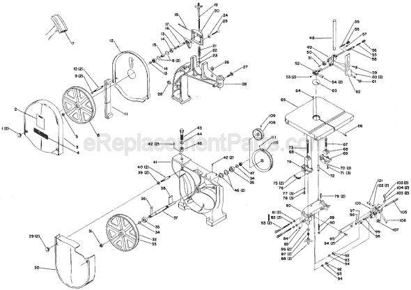 Page A Diagram and Parts List for 28-240 Type 1 Delta Band Saw