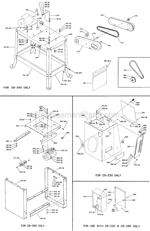 Page B Diagram and Parts List for 28-240 Type 1 Delta Band Saw