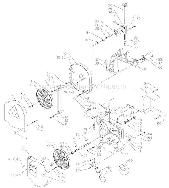 Page A Diagram and Parts List for 28-241 Type 1 Delta Band Saw