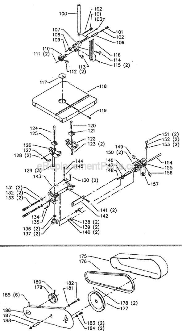 Page B Diagram and Parts List for 28-243 Type 1 Delta Band Saw