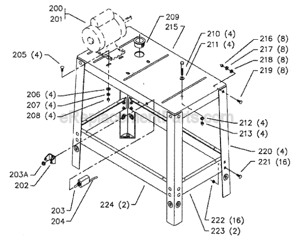 Page C Diagram and Parts List for 28-243 Type 1 Delta Band Saw