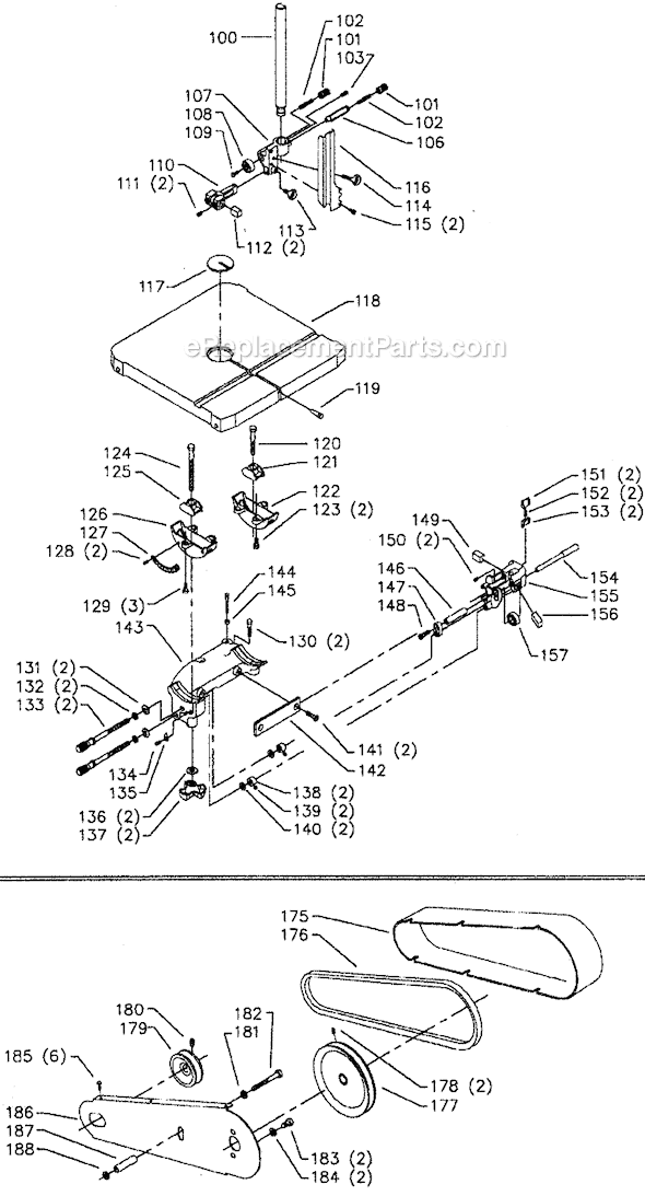 Page B Diagram and Parts List for 28-245 Type 1 Delta Band Saw