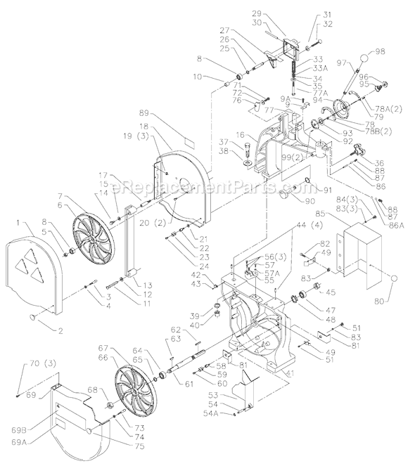 Page A Diagram and Parts List for 28-248G Type 1 Delta Band Saw