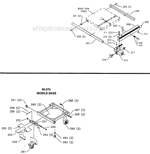 Page C Diagram and Parts List for 28-255 Type 1 Delta Band Saw